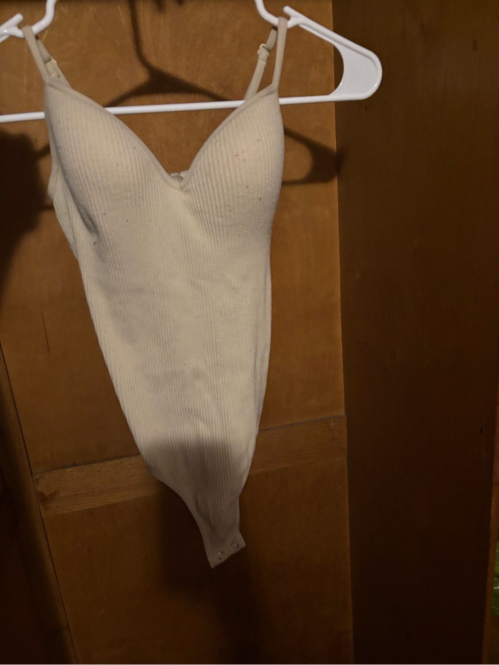 Ribbed Cream Bodysuit with Adjustable Straps
